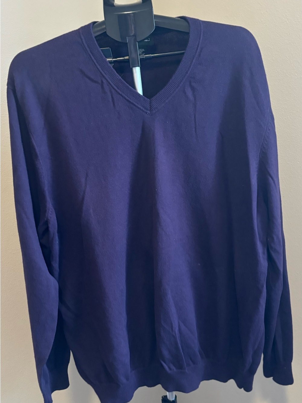 Eddie Bauer Men's Cotton Cashmere V-Neck Sweater - Purple - Tall XL (Style 2774)